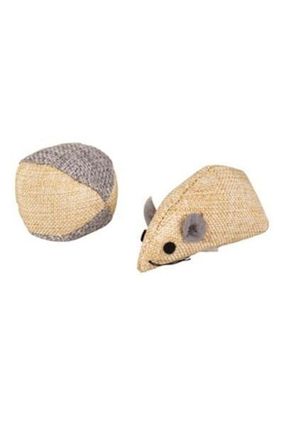 Flamingo Beige Colored Juns Mouse and Ball Cat Toy