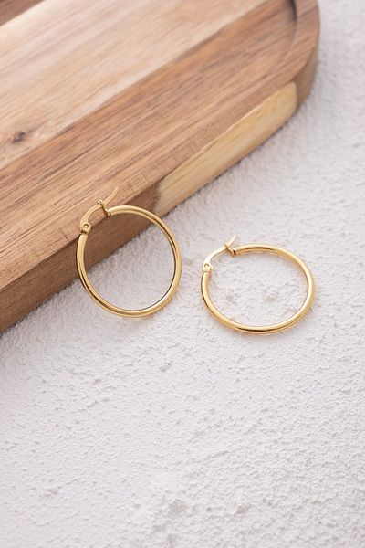 ByFlorya Jewelry Steel Hoop Earrings Tarnish Free Thin Hoop Earrings Diameter 3cm