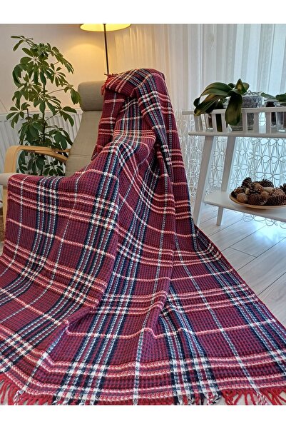 barelas Skoç Battaniye Tek Kişilik 150*200 Cm Kırmızı-lacivert