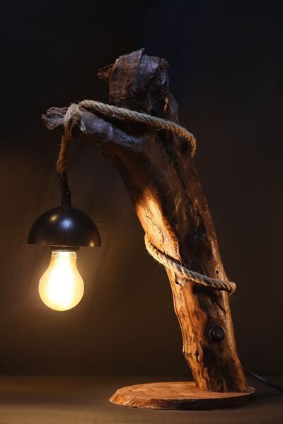 Celestia Doğal Ağaç İskandinav El Yapımı Ahşap Lambader Abajur Oturma Odası Yatak Odası Rustik Aydınlatma