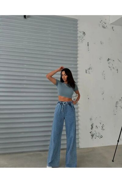 Plenty Wide Leg Palazzo Jeans - Waist Elastic Cord