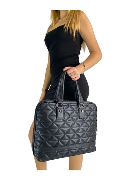 Ladystyle حقيبة كمبيوتر محمول وحقيبة عمل للنساء من Essecia باللون الأسود بنمط مبطن 15 Inc