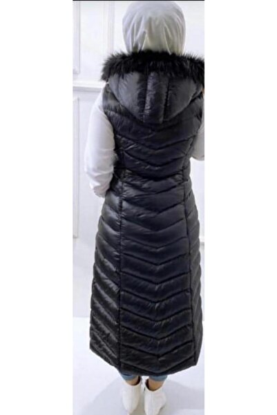 Nacar Жіночий чорний довгий надувний жилет