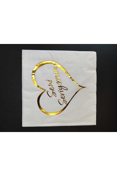 B&G Σετ με 16 χαρτοπετσέτες I Love με χρυσό φύλλο