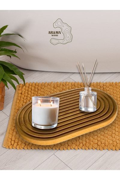 AR&MA WOOD Oval Tamtur Decorative Presentation Tray - Wooden Carved, Breakfast Bathroom Tray