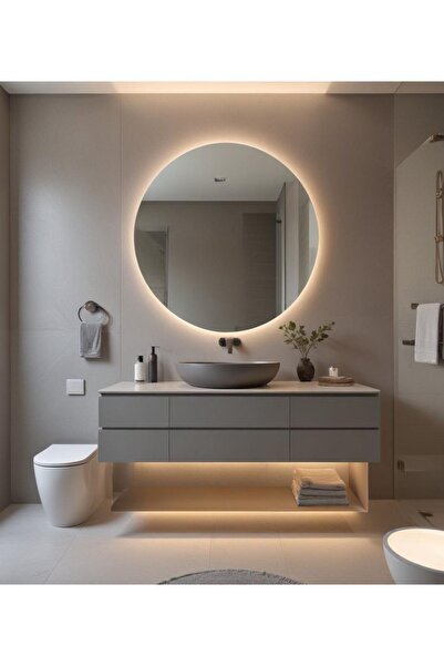 MirrorDecorArt Yuvarlak Gün Işığı Led Aydınlatmalı Banyo Aynası, Tuvalet Ayna...