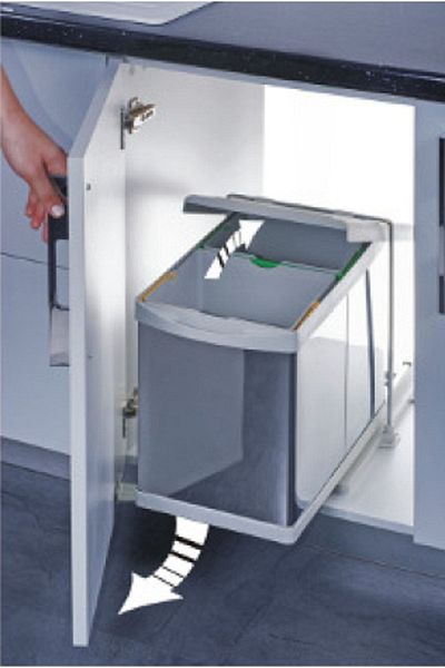 almital mobilya aksesuarları furniture accessories Pelikan Rail Trash Can 20+1 Lt, Stainless, Automatic Opening Lid, Minimum Lid Width 40 Cm.