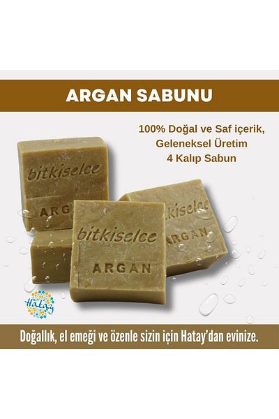 bitkiselce Argan Soap - Pure and Natural Ingredients, 450 Gr (4 Molds)