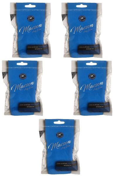 MACSON Mascon Long Slim Premium Tutun Filtresi,sünger Ağızlık Zıvana 6mm 5 Paket