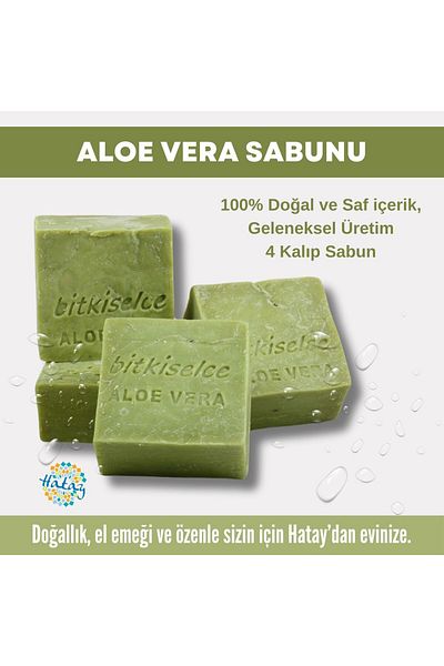 bitkiselce Aloe Vera Soap - 450 Gr, 4 Molds, Pure and Natural Ingredients