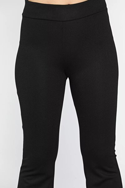 GÜLSELİ High Waist Black Scuba Women's Trousers - Spanish Leg