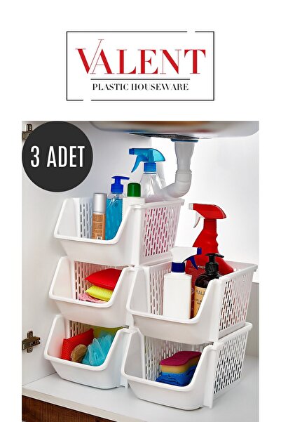 VALENT 3 Adet Dolap Içi Istiflenebilir Düzenleyici, Katlı Organizer, Lavabo A...