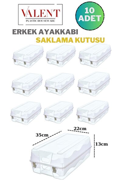 VALENT 10 Adet Klipsli Erkek Ayakkabı Kutusu Kalın Büyük Steril Ayakkabı Saklama Düzenleyici Şeffaf