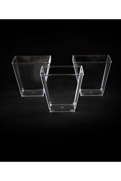 Kristal Plastic Prism Cubic Bowl 60cc 24 Pieces - Without Lid
