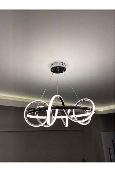 LUCKY LIGHT Kuzey Krom Kaplamalı 3 Renk Ledli Modern Taç Ledli Salon- Oturma Odası Led Avize