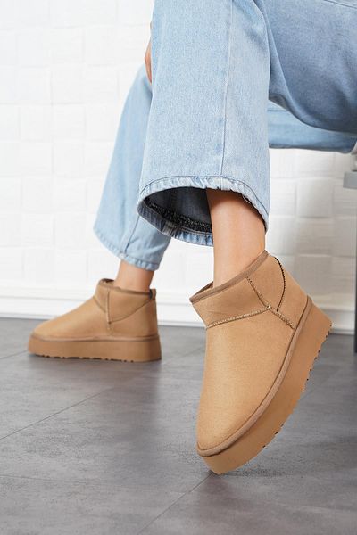 Moda Pie Γυναικείες μπότες Mink Suede με χοντρή σόλα και εσωτερική γούνα