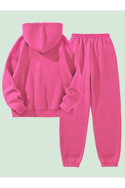 MODARİCH Σετ αθλητικών παντελονιών California Minimal Hooded - Φούτερ Jogger με ροζ στάμπα