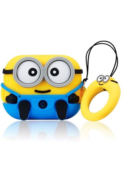 white case AirPods Pro 2 Uyumlu Minnion Tasarımlı Silikon Kılıf – Şık Ve Koruyucu Kapak