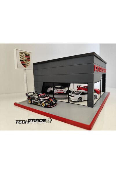 Tech Trade Porsche Diecast Showroom Garaj Diorama 1:64 Ölçek