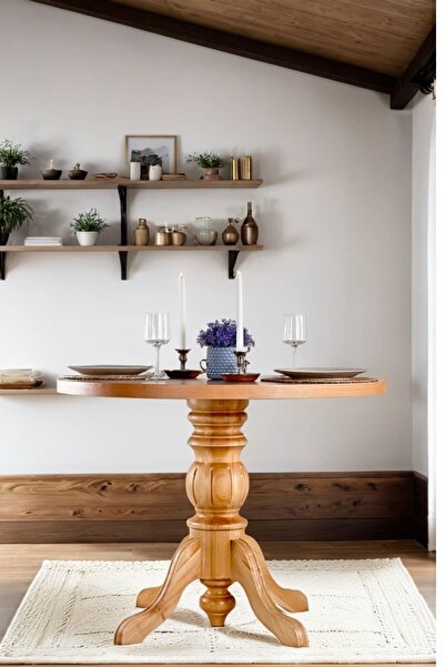 Woodenbend Lores Ahşap Natural Yuvarlak Masa 100x100 – Bohem & İskandinav Tarz