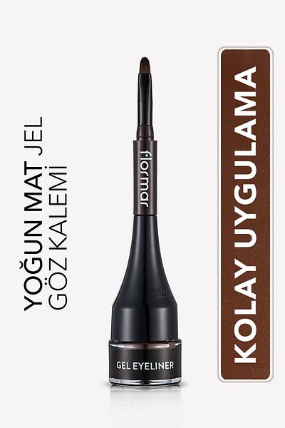 Flormar Intense Pigmented Matte Gel Eyeliner with Special Brush Head-gel Eyeliner-003 Bole Brown-8690604591893