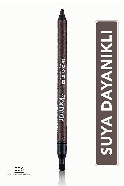 Flormar Smokey Eye Pencil (BRONZE) - Smoky Eyes Waterproof Eyeliner - 006 Outstanding Bronze -8690604547296
