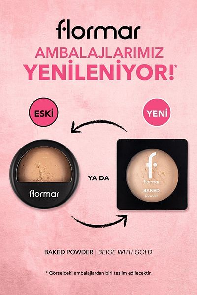 Flormar Yoğun Pigmentli Fırınlanmış Mat Pudra  - Baked Powder - 021 Beige With Gold - 8682536053532