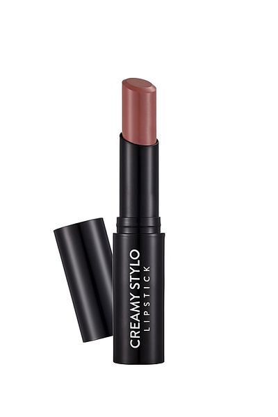 Flormar Stylo Creamy Lipstick, Glossy & Natural - 010 Nude - Black Q White