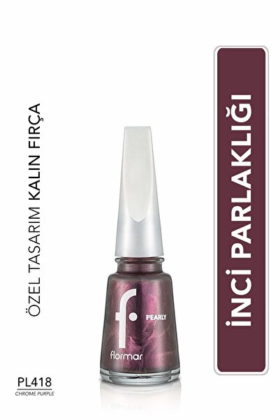 Flormar Sedefli Parlak Oje (MOR) - Pearly Nail Enamel - Pl418 Chrome Purple - 8682536035576