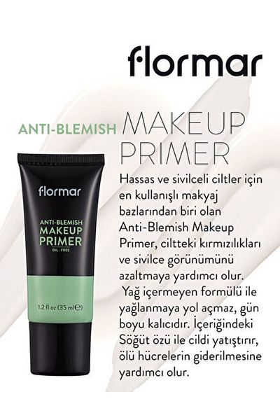 Flormar Anti-blemish red Look Makeup Primer - 000- 8690604534692