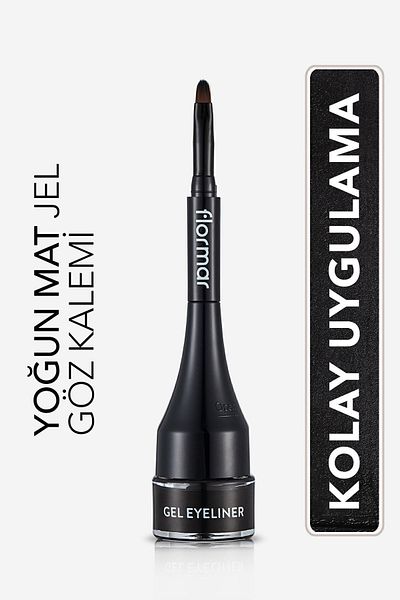 Flormar Intense Pigmented Matte Gel Eyeliner with Special Brush Head-gel Eyeliner-001 Gel Black-8690604591879