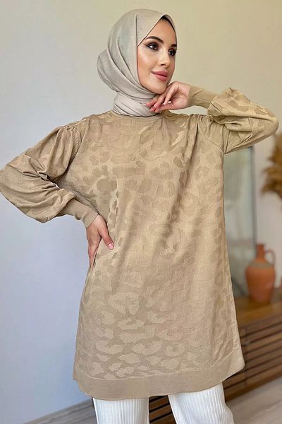 julude طاقم الرقبة منقوشة المنك الحجاب تريكو سترة