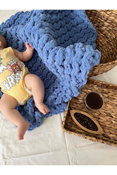 punch passion Alize Puffy Baby Blanket - Welsoft Hand Knitted (1 Mt X 1 Mt)