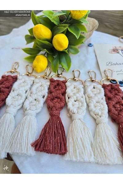 Boutique Naz 50 Pieces Macrame Keychain, Concept Gift Wedding, Henna, Engagement, Circumcision