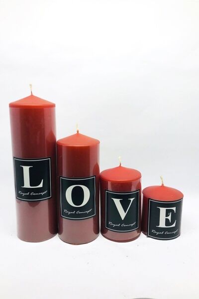 ROYAL MUM Kırmızı Silindir Mum 4 Adet Çap 6 Boy 6-9-12-15 Cm