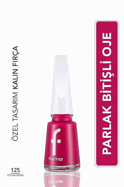 Flormar High Pigmented Shiny Nail Polish - Nail Enamel-125 Stylish Roses New, Classic Finished - 8682536035767