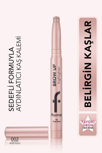 Flormar Elevator Illuminating Eyebrow Pencil Pink Gold -brow Up Highlighter Pencil-002 Rose Gold-8682536072441