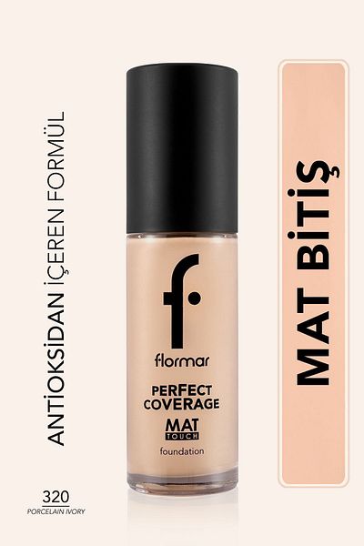 Flormar Matte Single Vitamin E Foundation - Matte Touch Foundation - 320 Porcelain Beige -8682536057745