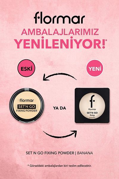 Flormar Sabitleyici Mat Kompakt Pudra (SOĞUK ALT TON) - Set'n Go Fixing Powder - 001 Banana - 8682536053631