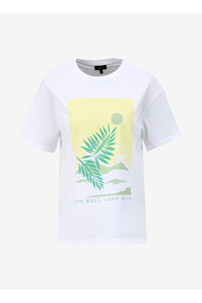 Fabrika Beyaz Kadın Bisiklet Yaka Basic T-Shirt F4SL-TST0356