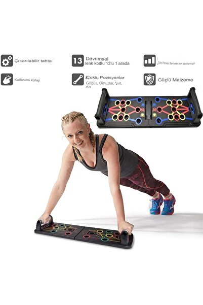 Raicon Şınav Çalışma Platformu Tahtası Aleti Fitness Spor Kondisyon 9in1 Şınav Barı