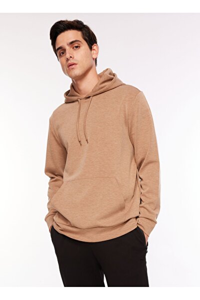 Fabrika Kapüşon Yaka Düz Açık Kahve Erkek Sweatshırt F3wm-swt127