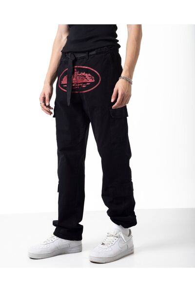 DİFRANSEL Ανδρικό εμπριμέ παντελόνι Cargo με λεπτομέρεια ζώνης μέσης