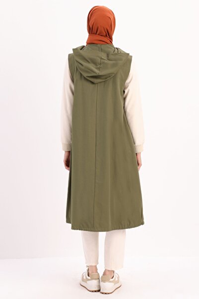 ALLDAY Hooded Khaki Vest - Snap Design