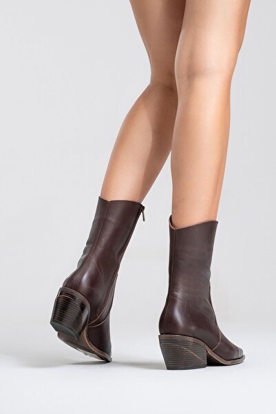 Zeynep Sıradağlı Farly Deri Kadın Bot Kahve