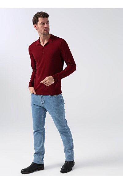 Fabrika Polo Neck Jacquard Red Men's Sweater Benry-I