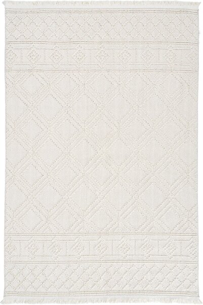 Dolce Vita Halı Bohem 383 Lime Krem Saçaklı Kabartmalı Modern Salon Oturma Od...