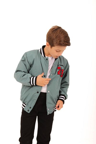 Perendi Boy's Bomber Jacket - 28 Embroidered, Çağla