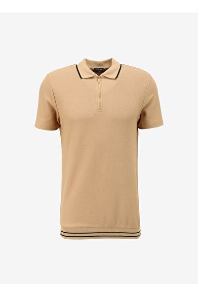 Fabrika Deve Tüyü Erkek Basic Jakarlı Polo T-shirt Lucas
