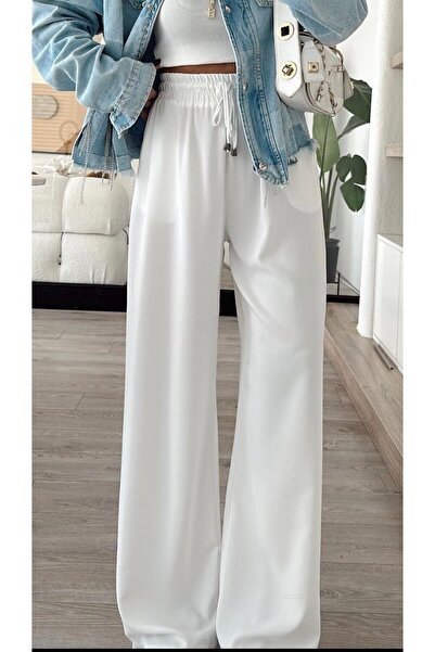 Butik Beli Lastikli Bol Paça Pantolon(Astarsız)